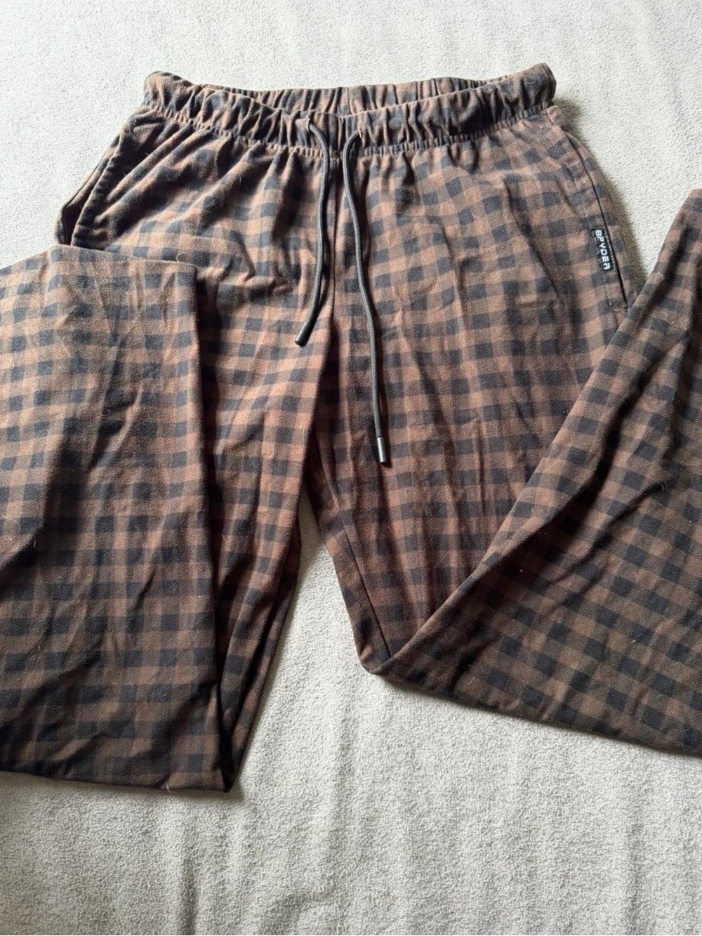 Spyder Brown & Black Plaid Drawstring Joggers
